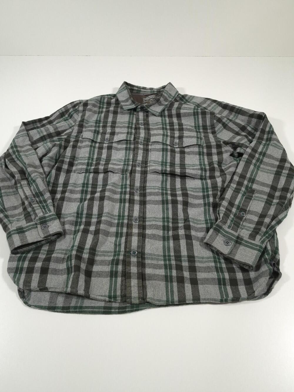 REI Cooperative Flanel Shirt Mens L Gray Plaid Flannel Long Sleeve Button Up